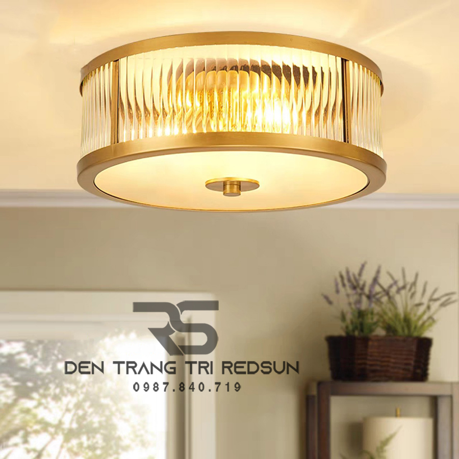 Đèn Ốp Trần Phòng Khách, Phòng Ngủ Phong Cách Indochine Chất Liệu Thuỷ Tinh IDC-014