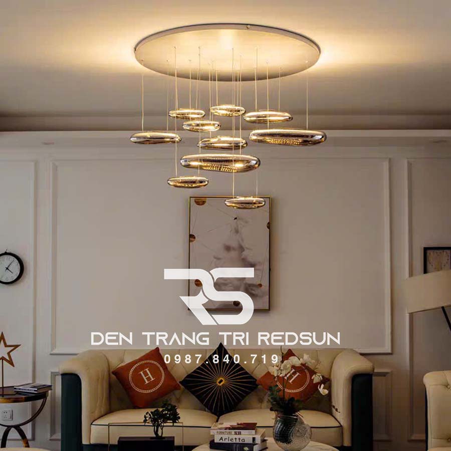 Đèn Thả Phòng Khách Hiện Đại Thuỷ Tinh Giọt Nước Đen Phong Cách Italia DC-T080