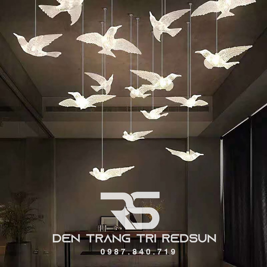 Đèn Thả Trần Chim Bồ Câu Hiện Đại Lắp Thông Tầng Cầu Thang, Phòng Khách, Bàn Ăn HTK034