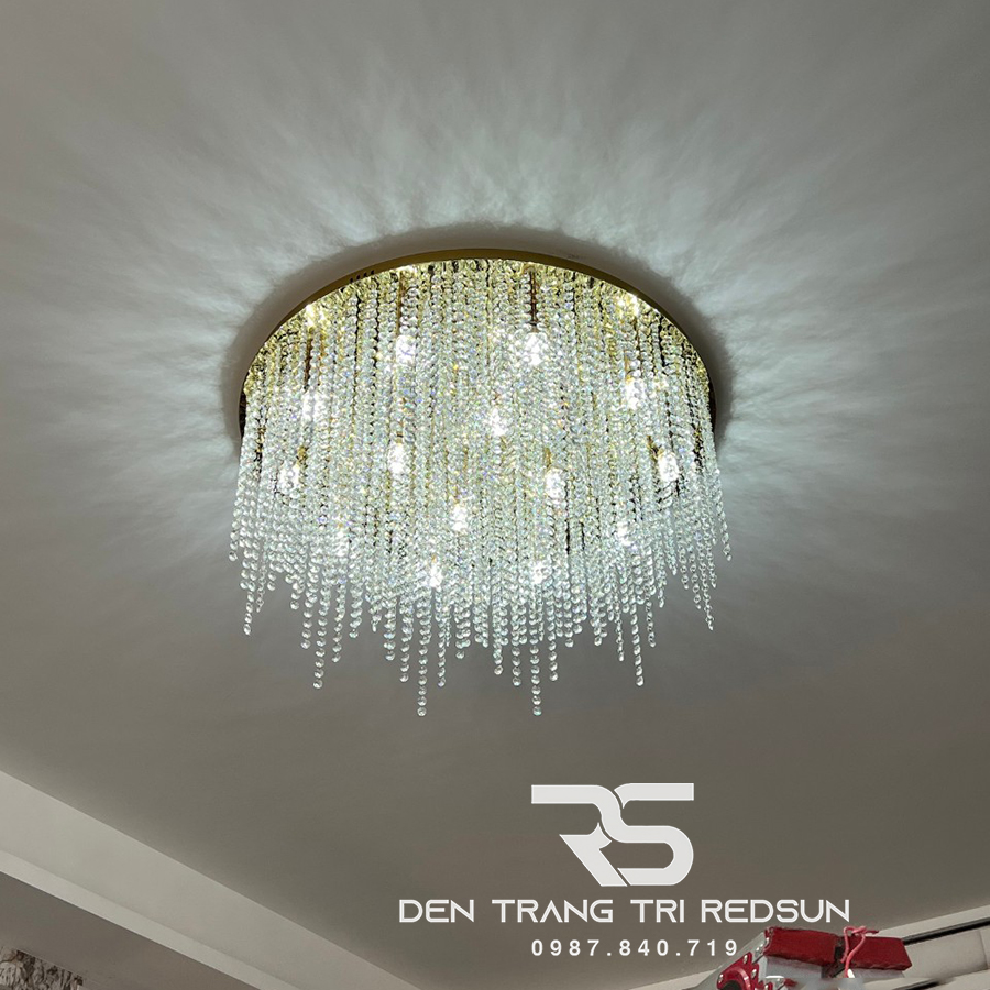 Đèn Mâm Pha Lê Ốp Trần Phòng Khách Hiện Đại MV9193