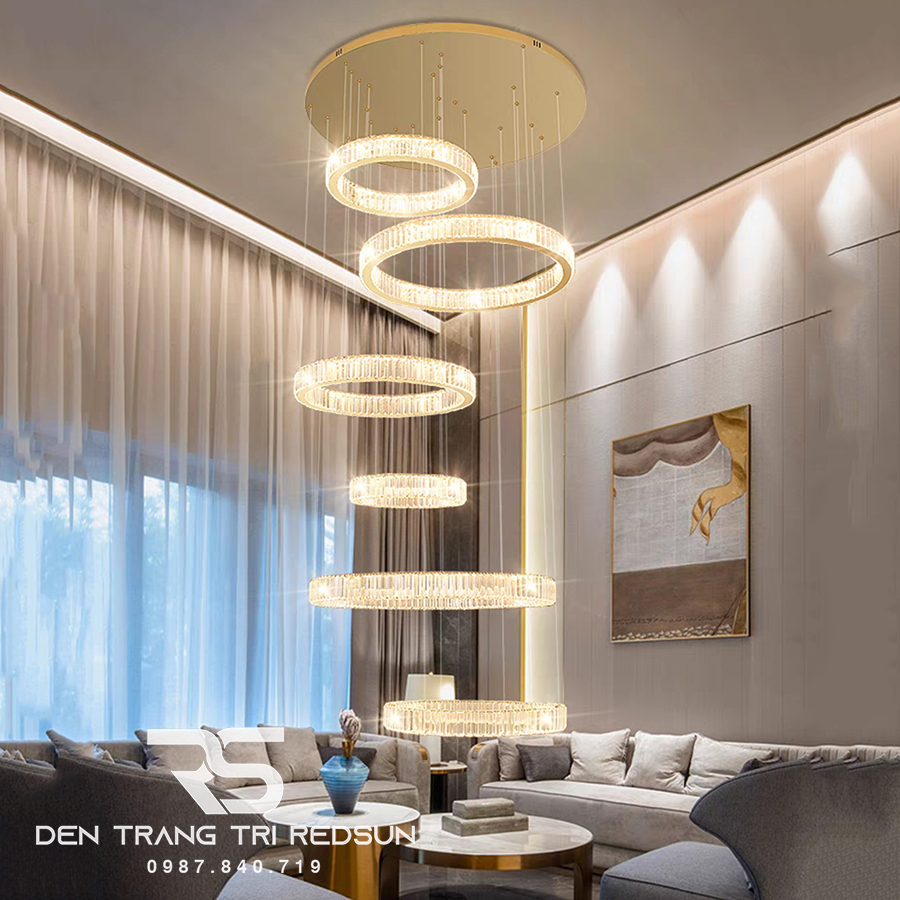 Đèn Chùm Pha Lê Hiện Đại Lắp Thông Tầng Sảnh Khách Sạn, Phòng Khách, Cầu Thang TPLTM