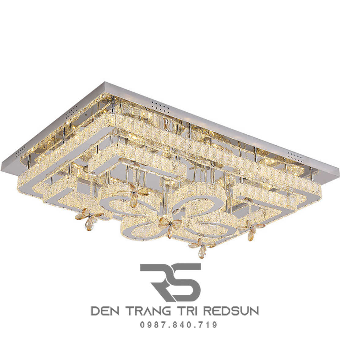 Đèn Mâm Pha Lê Ốp Trần Phòng Khách Hiện Đại M9203