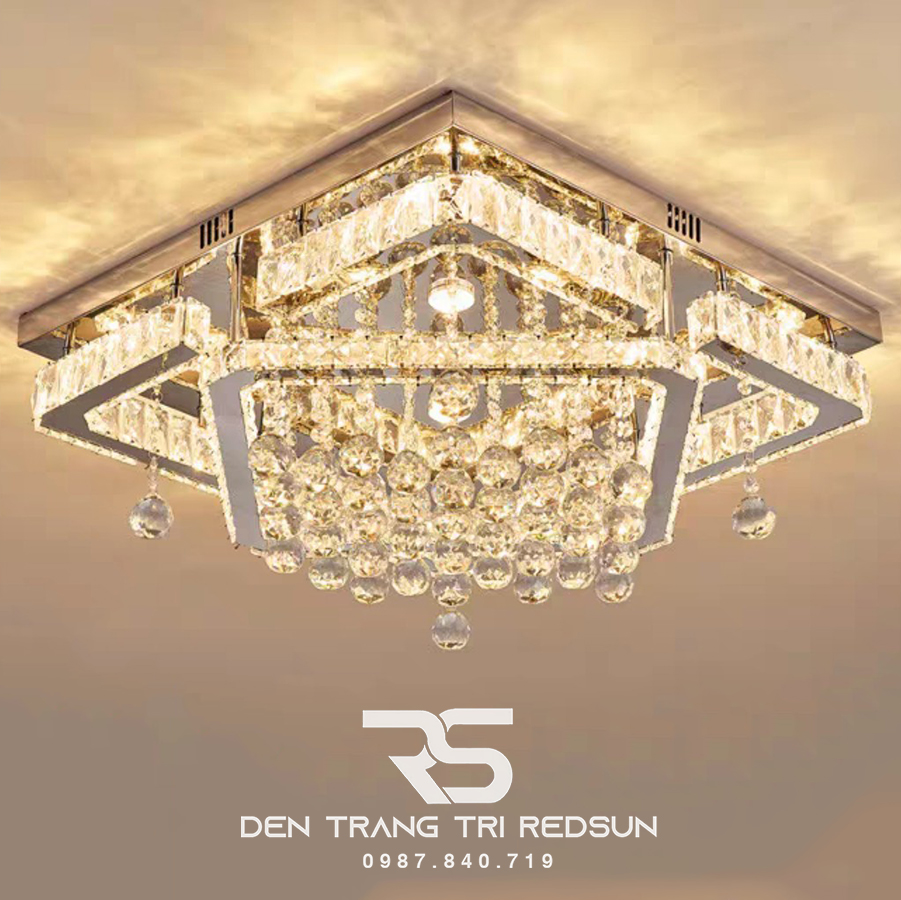 Đèn Mâm Pha Lê Ốp Trần Phòng Khách Hiện Đại M9240