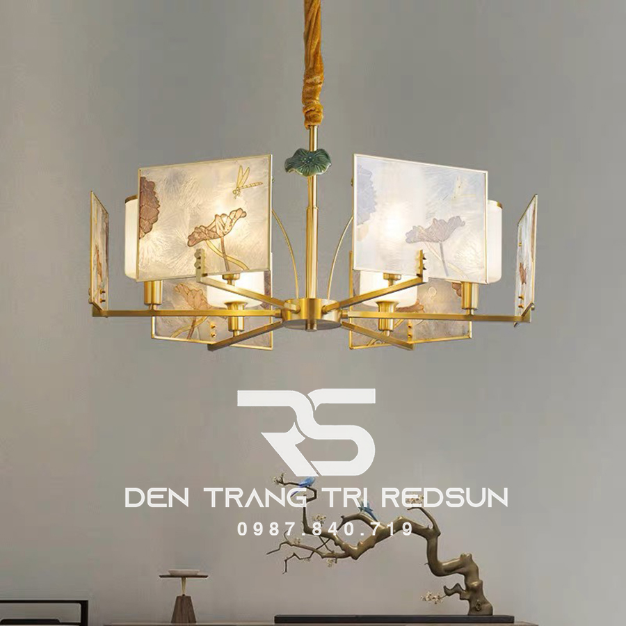 Đèn Chùm Phòng Khách Hiện Đại Phong Cách Indochine Choá Thuỷ Tinh IDC-003