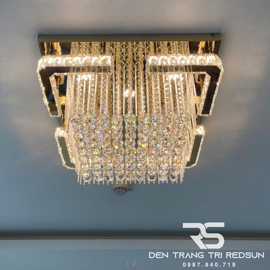 Đèn Mâm Pha Lê Ốp Trần Phòng Khách Hiện Đại M9196