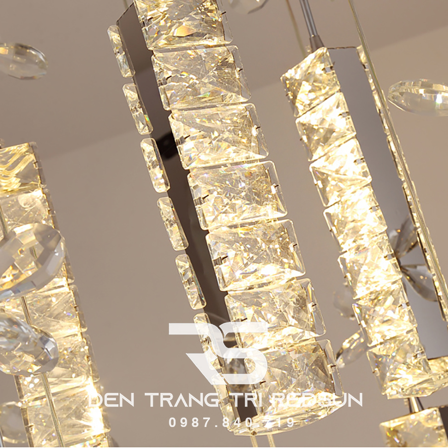 Đèn Thả Trần Hiện Đại Lắp Thông Tầng Cầu Thang, Phòng Khách, Bàn Ăn Chất Liệu Pha Lê HTK041