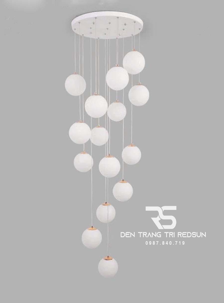 Đèn Thả Trần Hiện Đại Lắp Thông Tầng Cầu Thang, Phòng Khách, Bàn Ăn Chất Liệu Thuỷ Tinh HTK020
