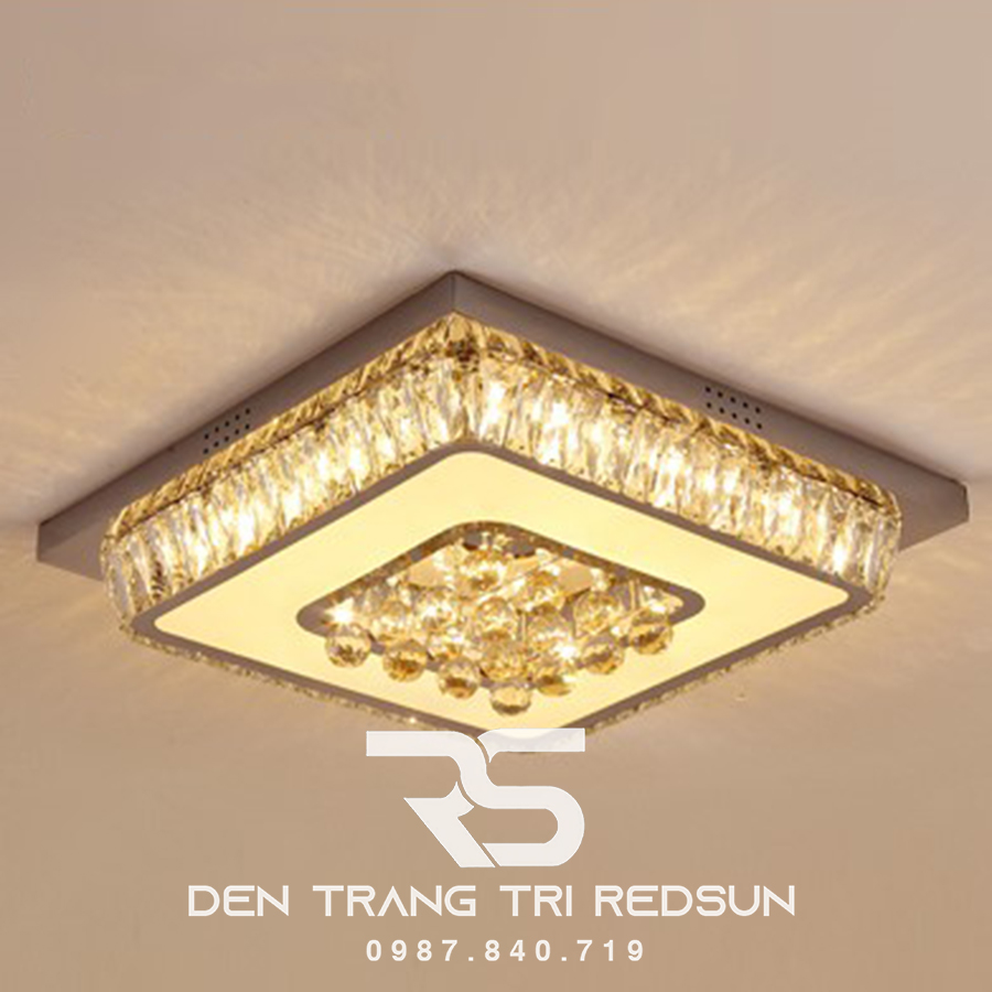 Đèn Mâm Mica Pha Lê Ốp Trần Phòng Khách Hiện Đại MKPL-078