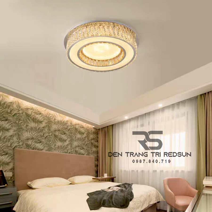 Đèn Mâm Mica Pha Lê Ốp Trần Phòng Khách Hiện Đại MKPL-066