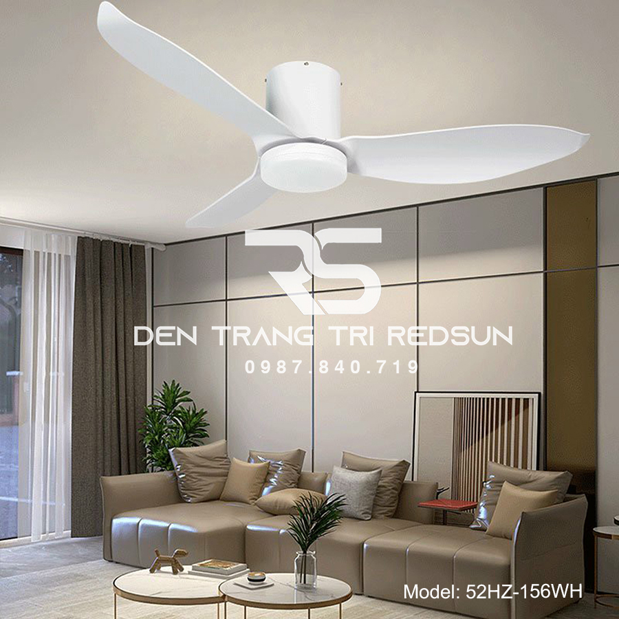 Quạt Trần Đèn Trang Trí Phòng Khách, Phòng Ngủ - 52HZ-156WH