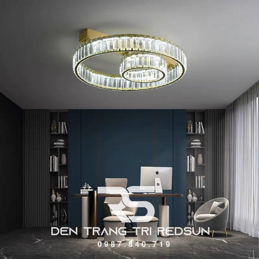 Đèn Mâm Pha Lê Ốp Trần Phòng Khách Hiện Đại MV9201