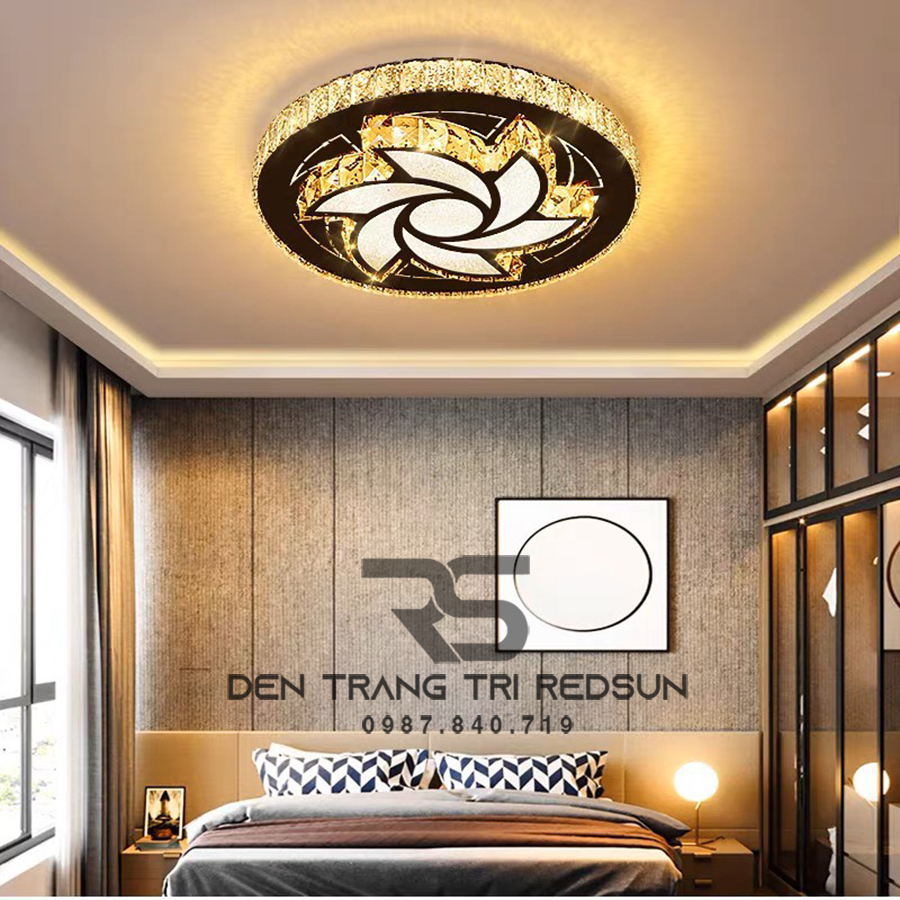 Đèn Mâm Pha Lê Ốp Trần Phòng Khách Hiện Đại MKPL-028/6