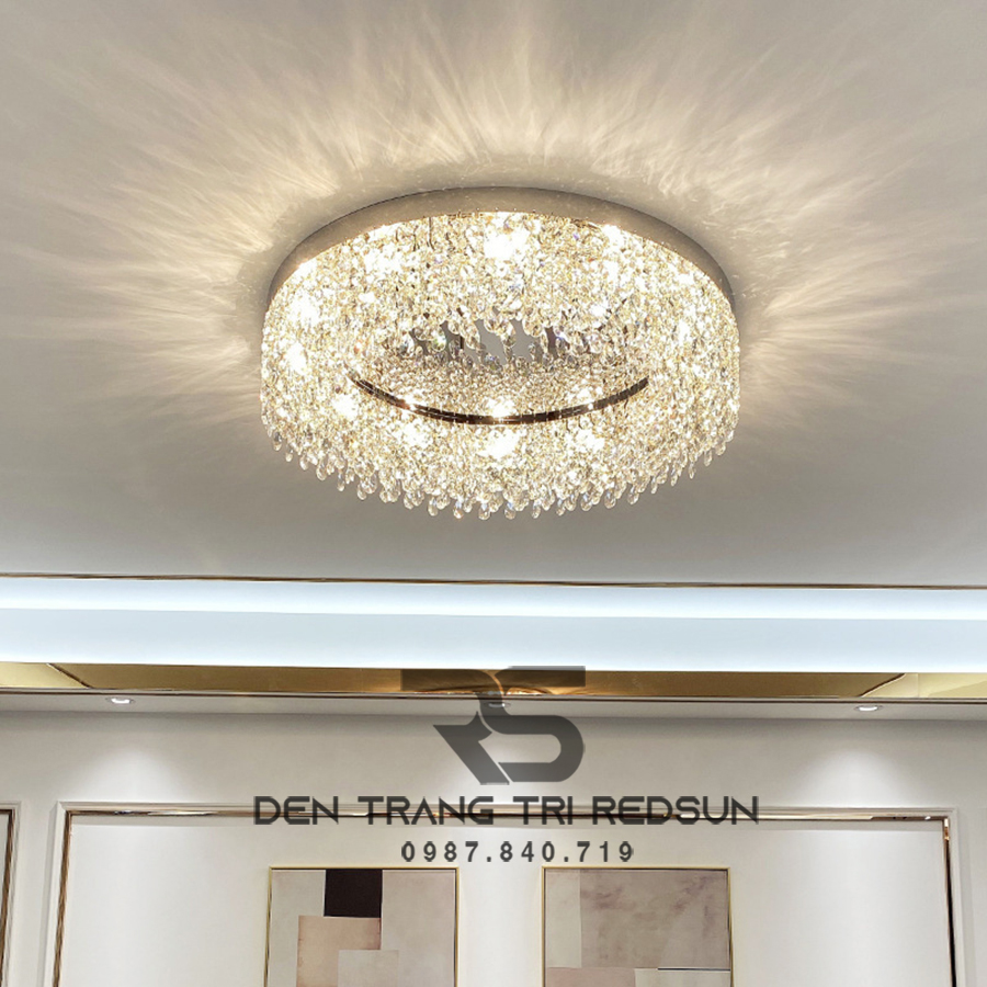 Đèn Mâm Pha Lê Ốp Trần Phòng Khách Hiện Đại M9191