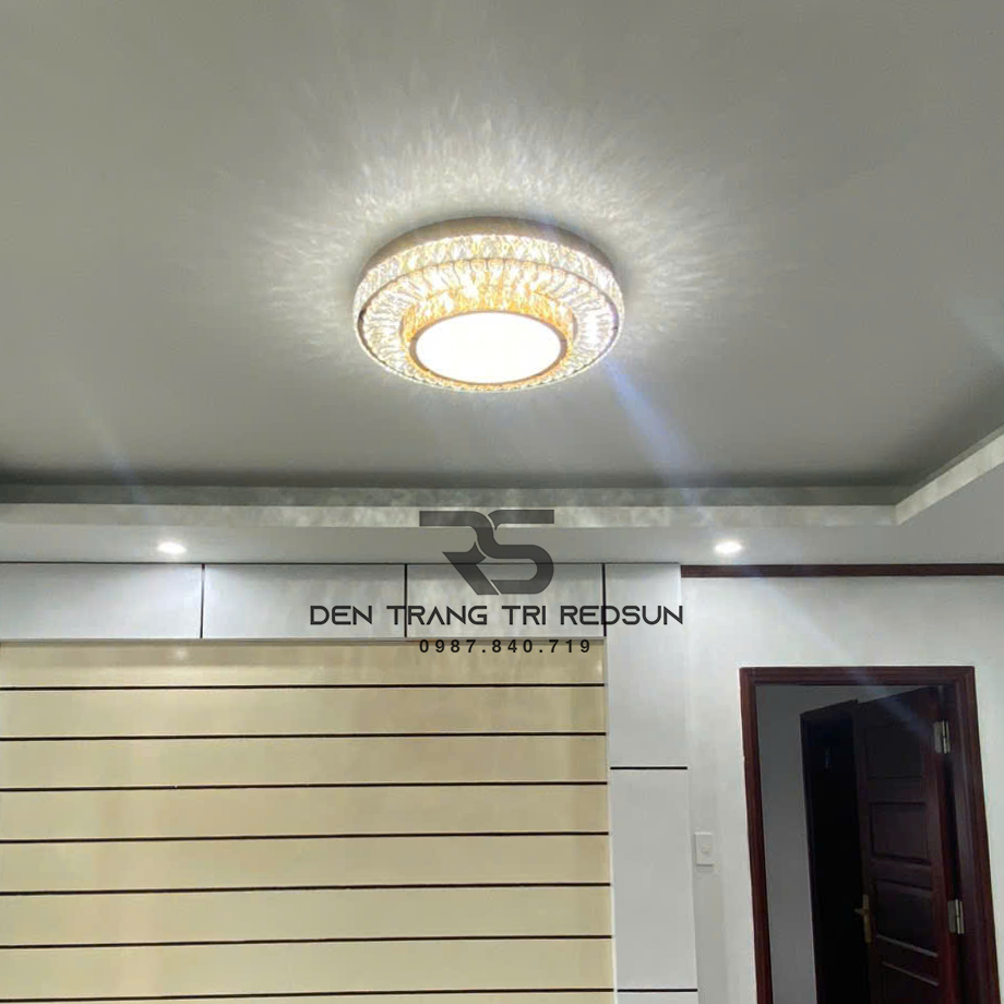 Đèn Mâm Mica Pha Lê Ốp Trần Phòng Khách Hiện Đại MKPL-094