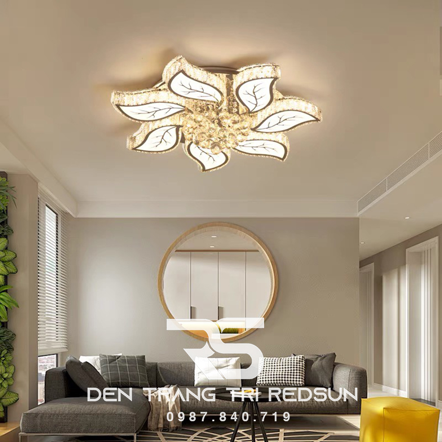 Đèn Mâm Mica Pha Lê Ốp Trần Phòng Khách Hiện Đại MKPL-036/7