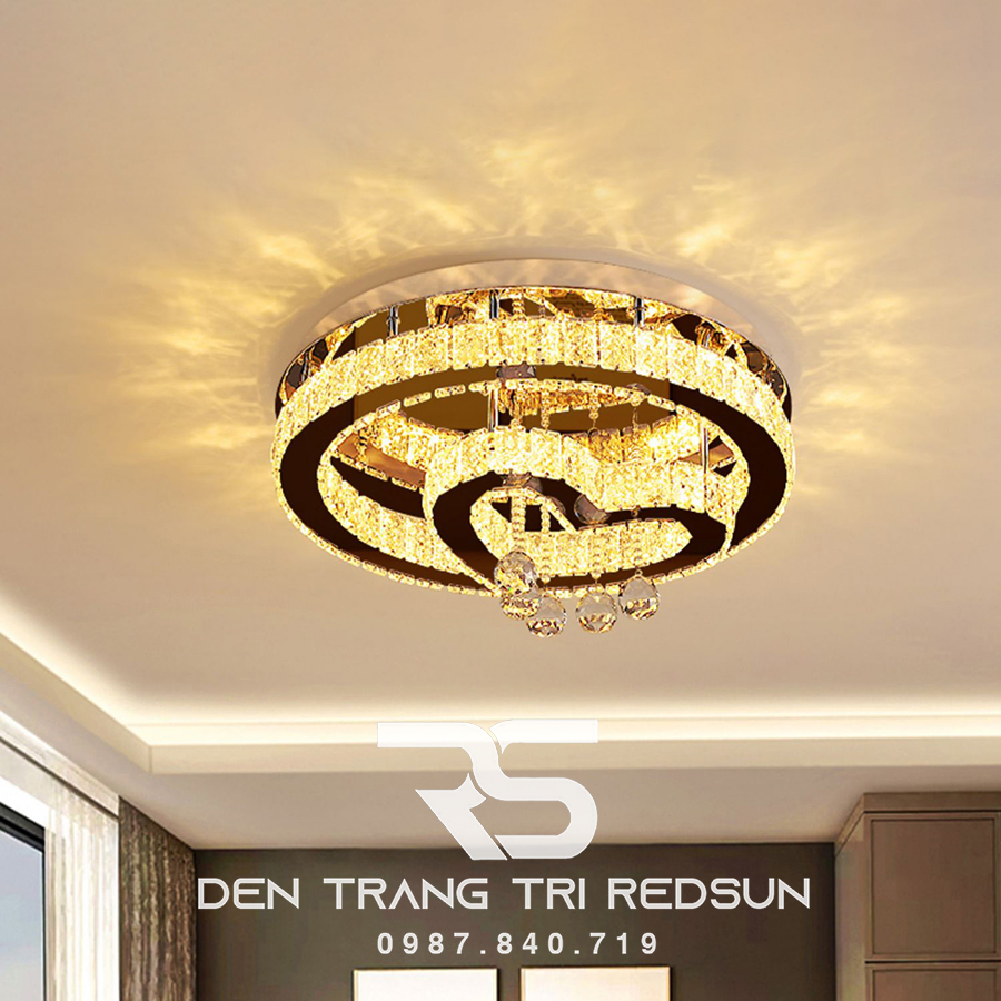 Đèn Mâm Pha Lê Ốp Trần Phòng Khách Hiện Đại M9223