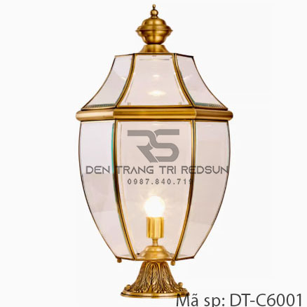 Đèn Trụ Cổng Chất Liệu Đồng Lắp Ngoài Trời DT-C6001