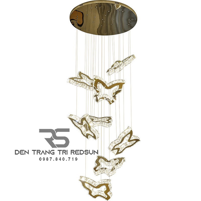 Đèn Thả Trần Hiện Đại Lắp Thông Tầng Cầu Thang, Phòng Khách, Bàn Ăn Chất Liệu Pha Lê HTK046