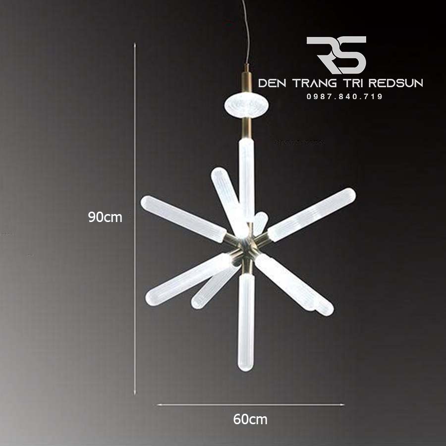 Đèn Chùm Trang Trí Phòng Khách, Phòng Ăn, Phòng Ngủ Ống Thủy Tinh Hình Sao DC-T105