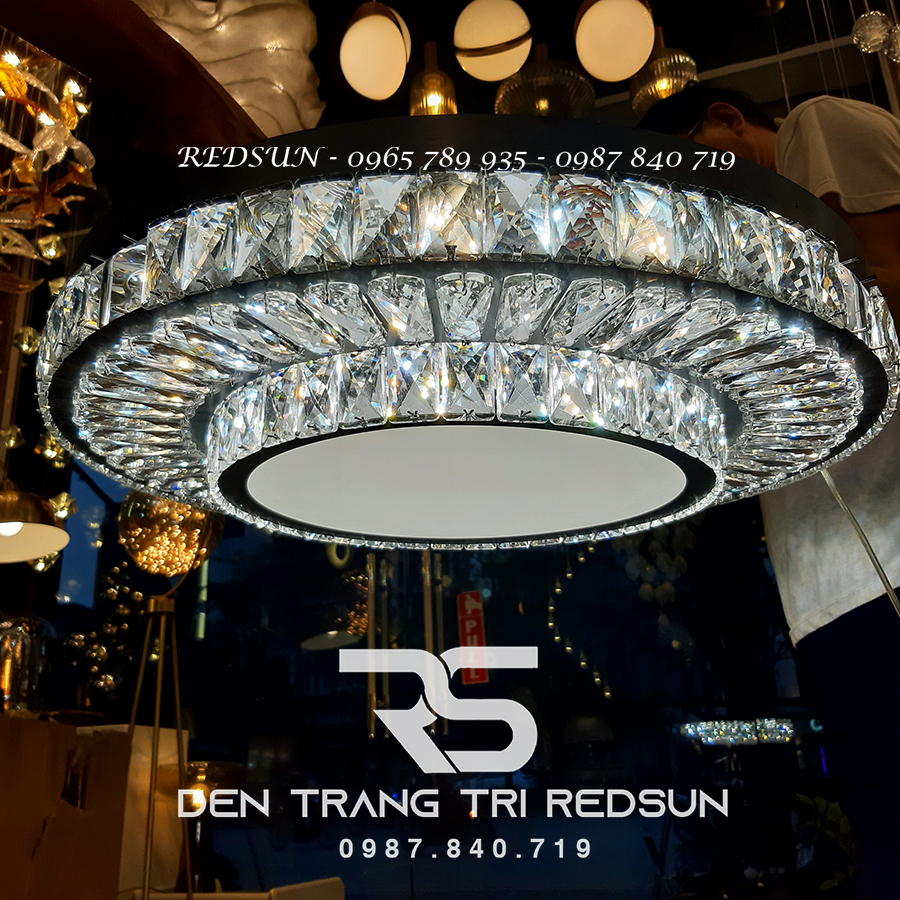 Đèn Mâm Mica Pha Lê Ốp Trần Phòng Khách Hiện Đại MKPL-094