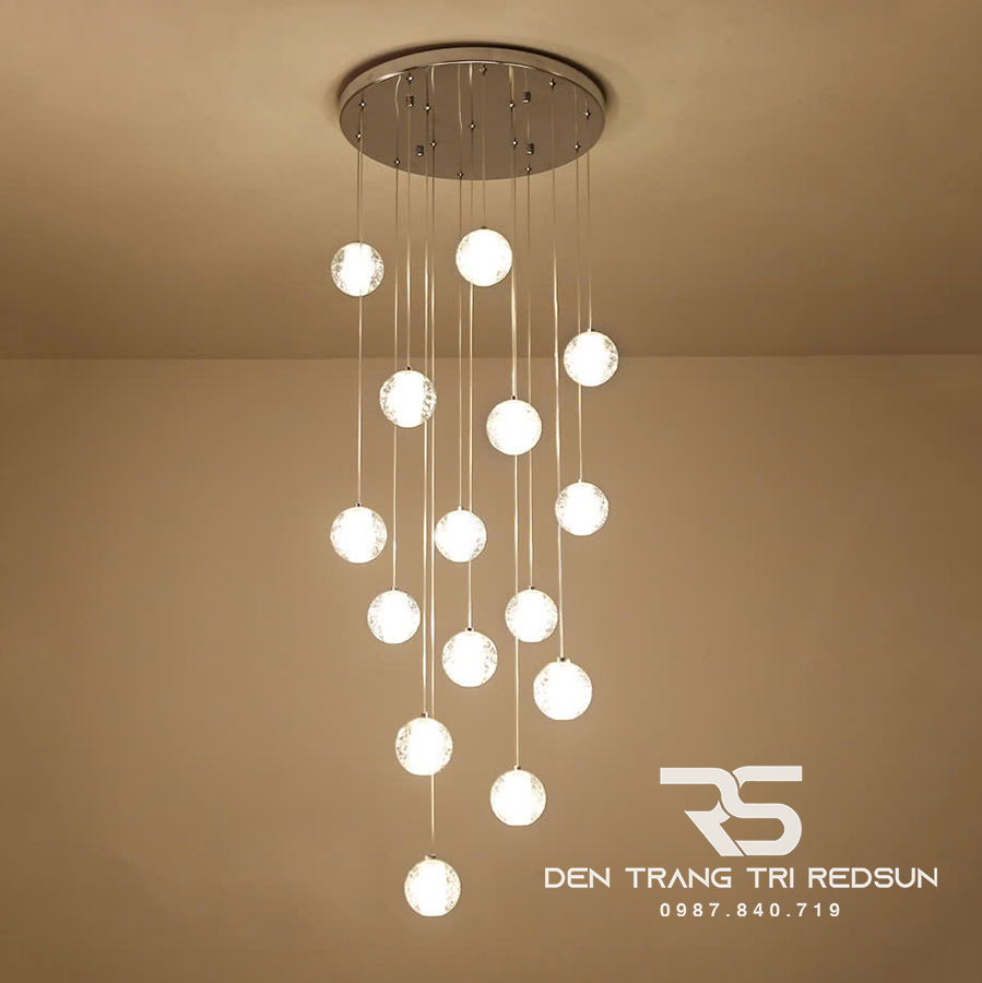 Đèn Thả Trần Hiện Đại Bocci Lắp Thông Tầng  Cầu Thang, Phòng Khách, Bàn Ăn Chất Liệu Pha Lê HTK009