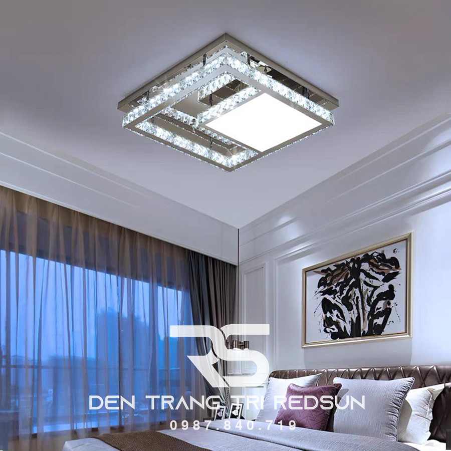 Đèn Mâm Mica Pha Lê Ốp Trần Phòng Khách Hiện Đại MKPL-038