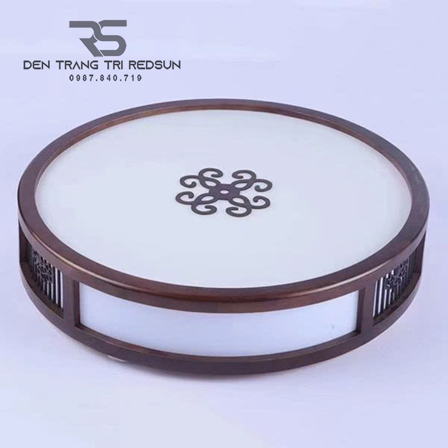 Đèn Mâm Ốp Trần Gỗ Phòng Thờ, Phòng Khách Hình Tròn OPGO-C1795