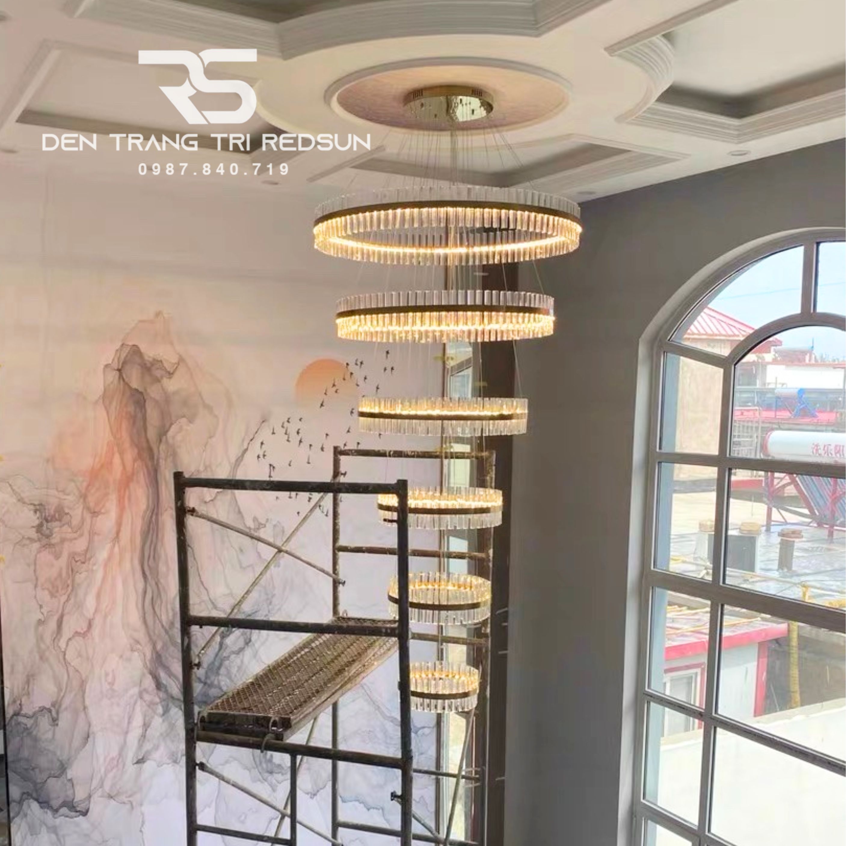Đèn Thả Vòng Pha Lê Lắp Thông Tầng, Phòng Khách, Phòng Ăn Hiện Đại TPL012