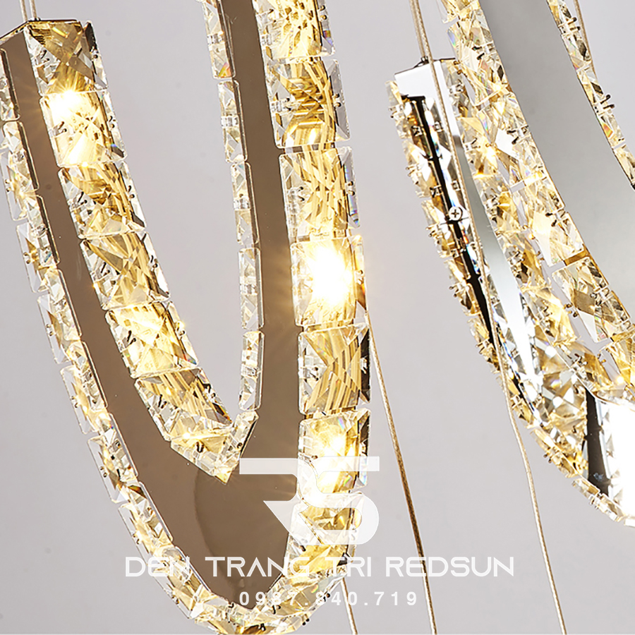 Đèn Thả Trần Hiện Đại Lắp Thông Tầng Cầu Thang, Phòng Khách, Bàn Ăn Chất Liệu Pha Lê HTK047