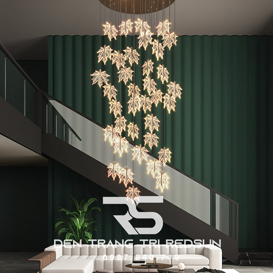 Đèn Thả Trần Hiện Đại Lắp Thông Tầng Cầu Thang, Phòng Khách, Bàn Ăn Chất Liệu Acrylic HTK037