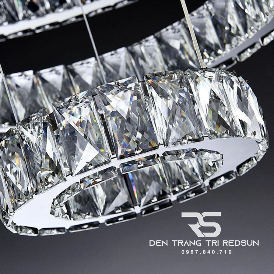 Đèn Chùm Pha Lê Hiện Đại Cao Cấp Lắp Thông Tầng Phòng Khách, Cầu Thang, Sảnh Khách Sạn TPLTD Bản 5cm