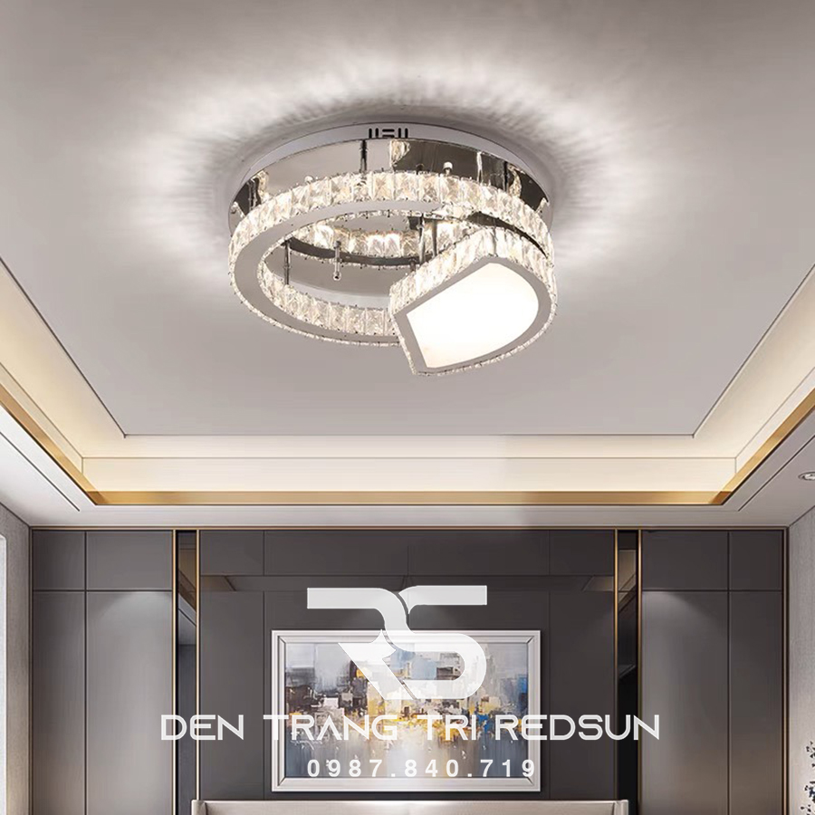 Đèn Mâm Mica Pha Lê Ốp Trần Phòng Khách Hiện Đại MKPL-053