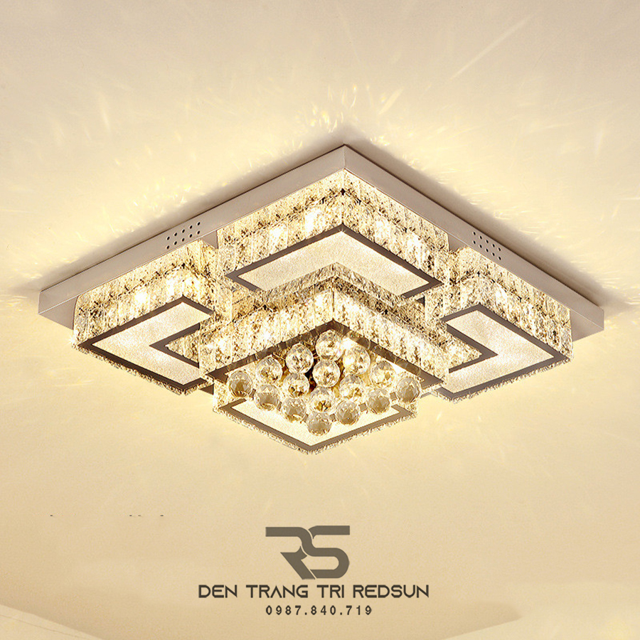 Đèn Mâm Mica Pha Lê Ốp Trần Phòng Khách Hiện Đại MKPL-056