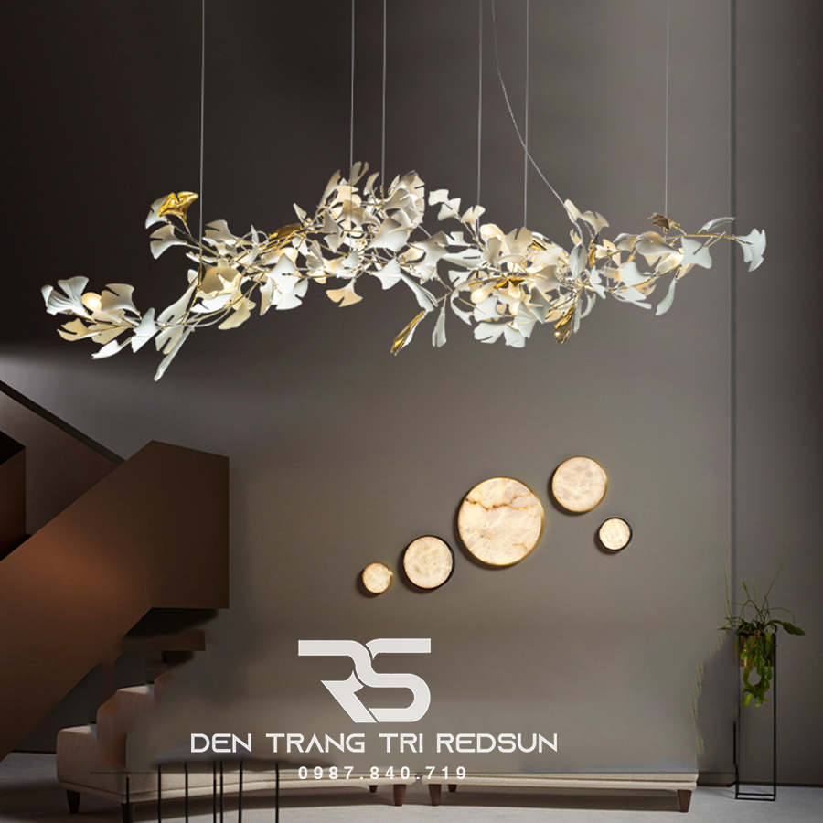 Đèn Chùm Lắp Thông Tầng, Sảnh Khách Sạn Phong Cách Bắc Âu Hiện Đại Ginkgo Leaf (Lá Bạch Quả) DC-T087