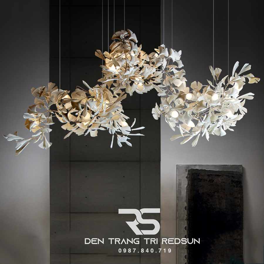 Đèn Chùm Lắp Thông Tầng, Sảnh Khách Sạn Phong Cách Bắc Âu Hiện Đại Ginkgo Leaf (Lá Bạch Quả) DC-T087