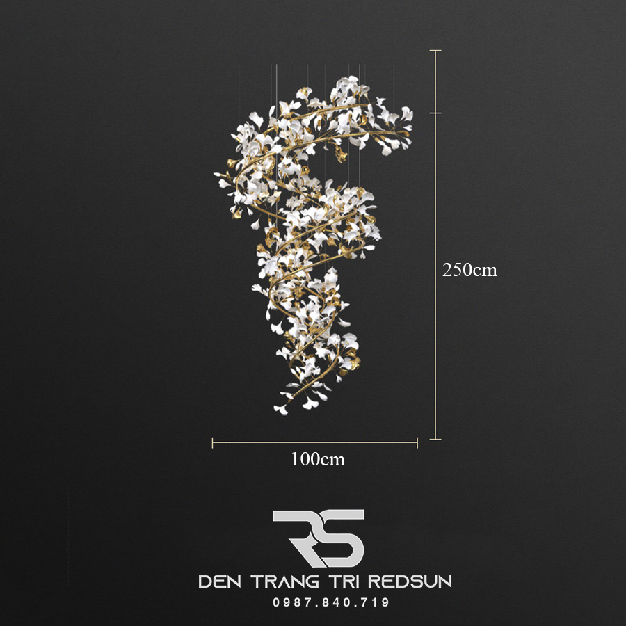 Đèn Chùm Lắp Thông Tầng, Sảnh Khách Sạn Phong Cách Bắc Âu Hiện Đại Ginkgo Leaf (Lá Bạch Quả) DC-T087