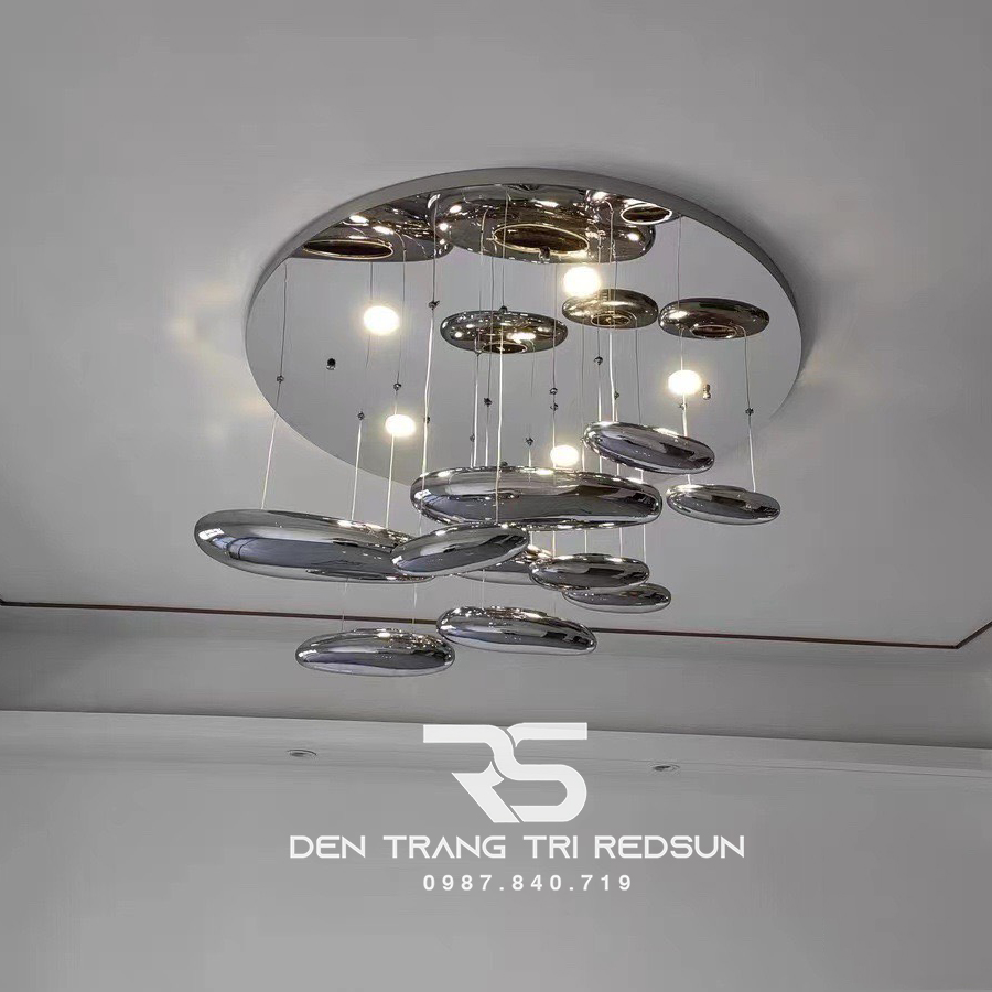 Đèn Thả Phòng Khách Hiện Đại Thuỷ Tinh Giọt Nước Đen Phong Cách Italia DC-T080