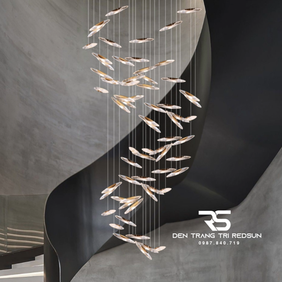 Đèn Thả Hiện Đại Hạt Gạo Pha Lê Lắp Phòng Khách, Sảnh Chờ, Cầu Thang Thông Tầng HTK074