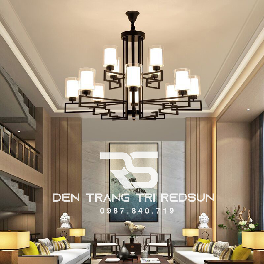 Đèn Chùm Phòng Khách Hiện Đại Phong Cách Indochine Choá Thuỷ Tinh IDC-001
