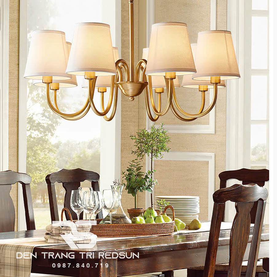 Đèn Chùm Phòng Khách Hiện Đại Phong Cách Indochine Khung Đồng DC-1027