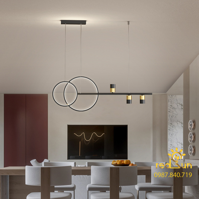 ĐÈN THẢ NGANG 2 VÒNG LED 3 RỌI MỚI DC-43