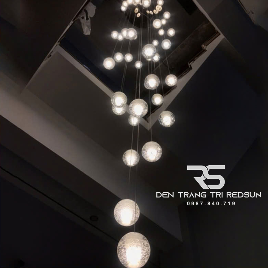 Đèn Thả Trần Hiện Đại Bocci Lắp Thông Tầng  Cầu Thang, Phòng Khách, Bàn Ăn Chất Liệu Pha Lê HTK009