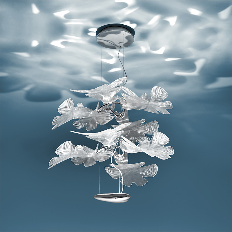Đèn Thả Trần Hiện Đại Cánh Hoa Bay Thả Kép Chất Liệu Mica Phong Cách Bắc Âu CDT-T043