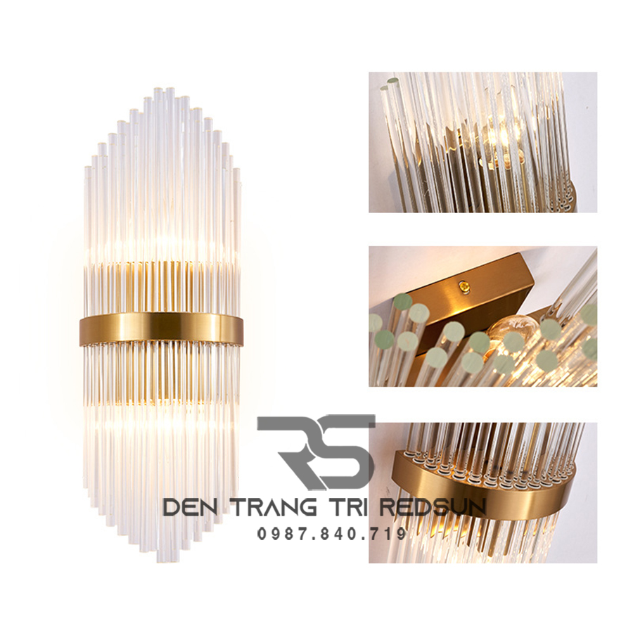 Đèn tường pha lê trang trí phòng khách hiện đại L6001 Vàng