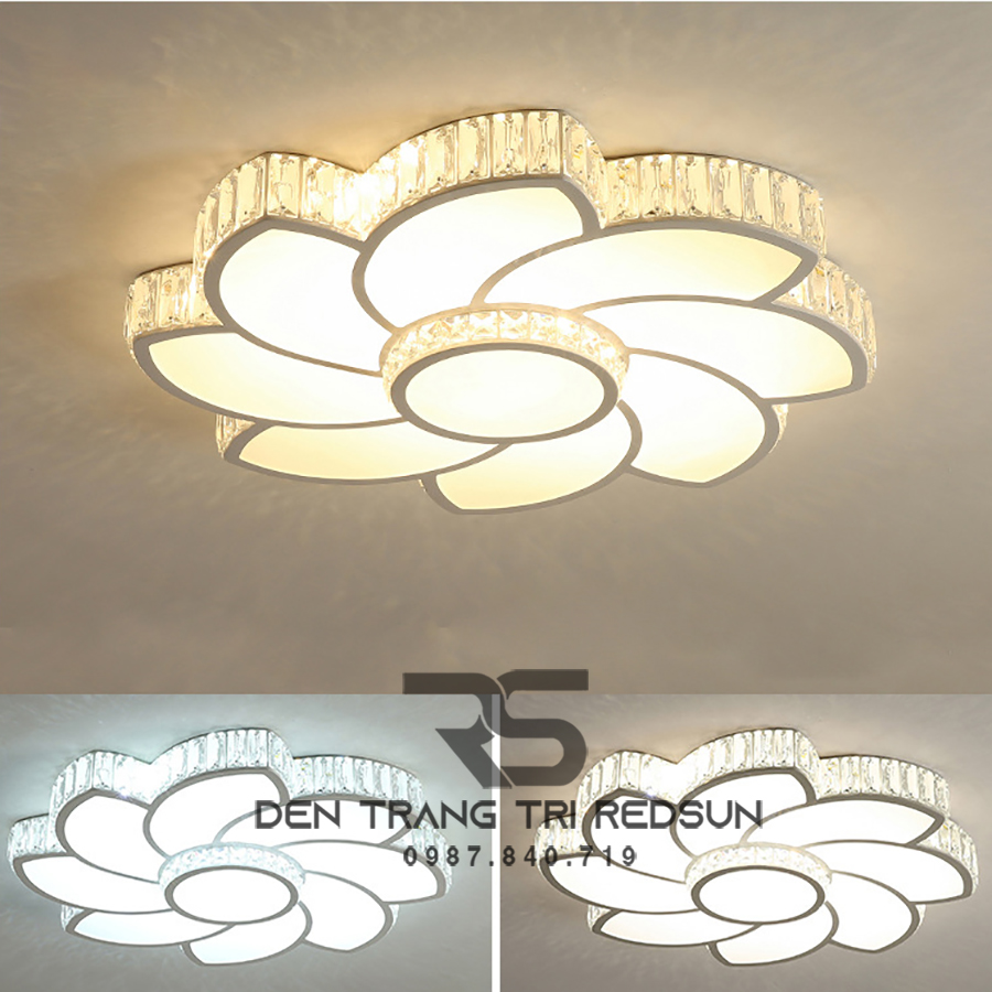 Đèn Mâm Mica Pha Lê Ốp Trần Phòng Khách Hiện Đại MKPL-042