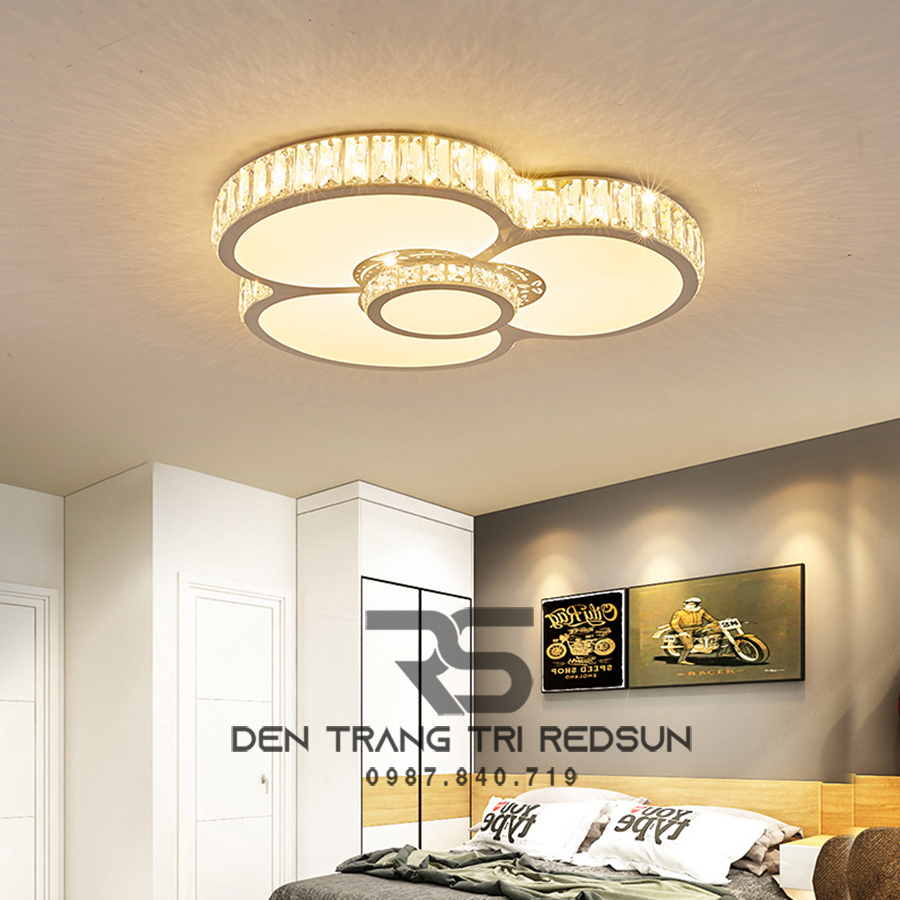 Đèn Mâm Mica Pha Lê Ốp Trần Phòng Khách Hiện Đại MKPL-035