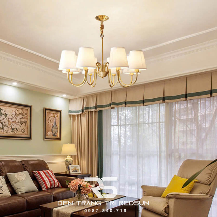 Đèn Chùm Phòng Khách Hiện Đại Phong Cách Indochine Khung Đồng DC-1027