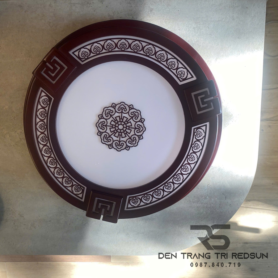 Đèn Mâm Ốp Trần Gỗ Phòng Thờ, Phòng Khách Hình Tròn OPGO-C9513