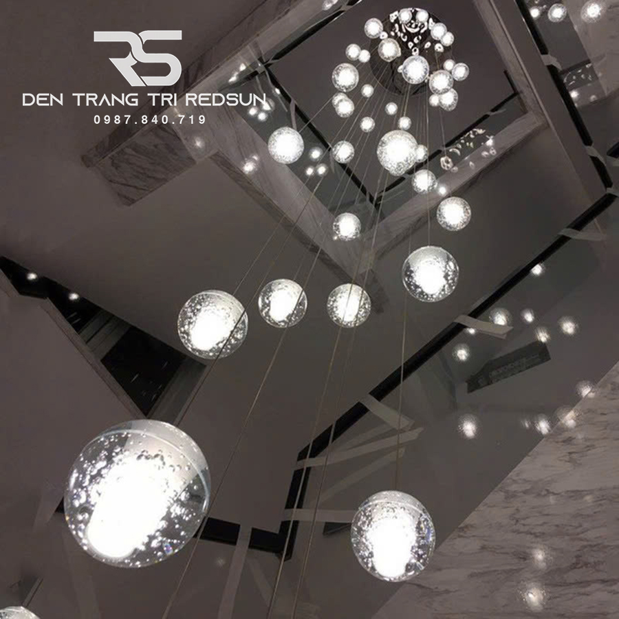 Đèn Thả Trần Hiện Đại Bocci Lắp Thông Tầng  Cầu Thang, Phòng Khách, Bàn Ăn Chất Liệu Pha Lê HTK009