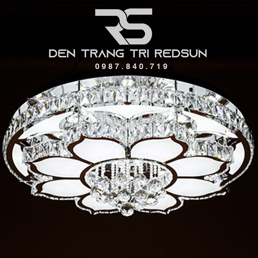 Đèn Mâm Mica Pha Lê Ốp Trần Phòng Khách Hiện Đại MKPL-05